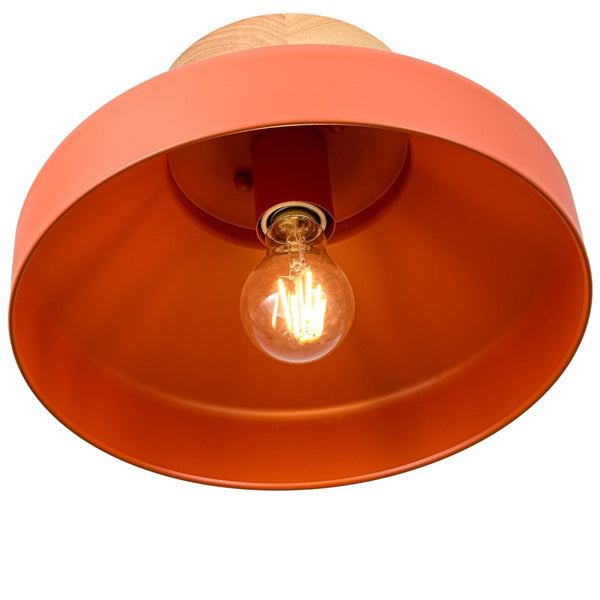 Thehouselights-Dome Shade Drum Semi Flush Mount-Ceiling Light-Terracotta-