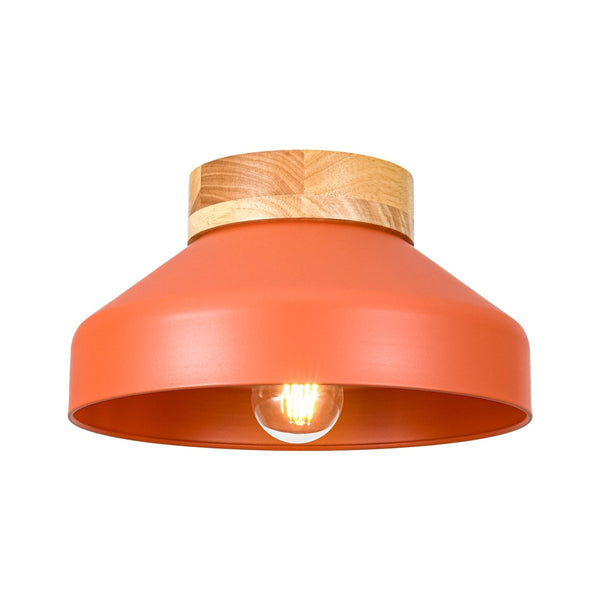 Thehouselights-Dome Shade Drum Semi Flush Mount-Ceiling Light-Terracotta-