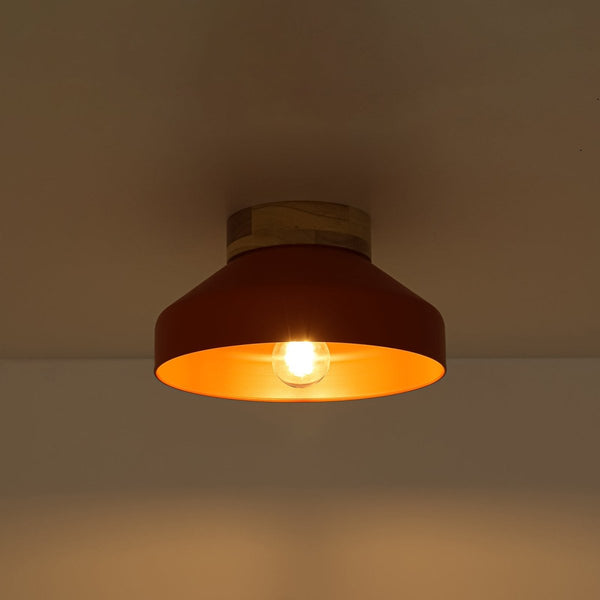 Thehouselights-Dome Shade Drum Semi Flush Mount-Ceiling Light-Terracotta-