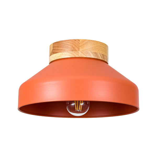 Thehouselights-Dome Shade Drum Semi Flush Mount-Ceiling Light-Terracotta-