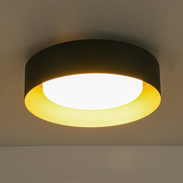 Thehouselights - Drum LED Flush Mount with Milky Glass Shade - Ceiling Light - 35 cm. - 