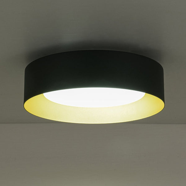 Thehouselights - Drum LED Flush Mount with Milky Glass Shade - Ceiling Light - 35 cm. - 