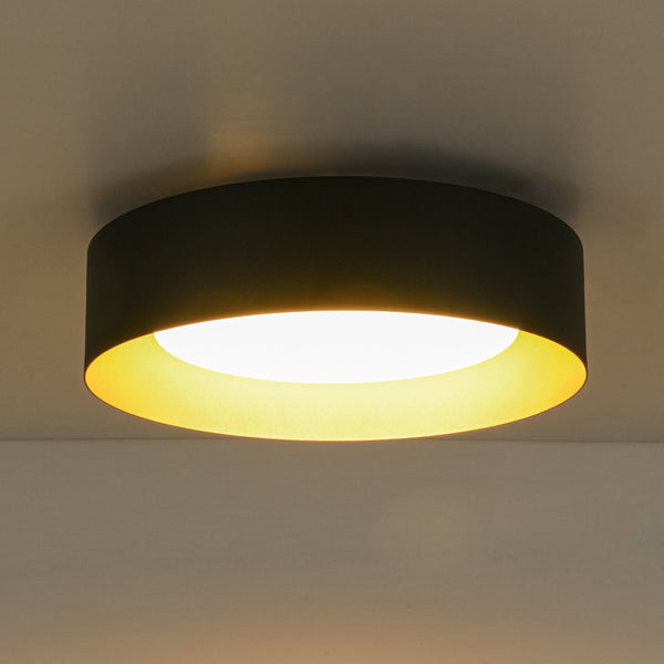 Thehouselights - Drum LED Flush Mount with Milky Glass Shade - Ceiling Light - 35 cm. - 