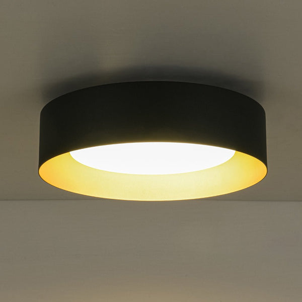 Thehouselights - Drum LED Flush Mount with Milky Glass Shade - Ceiling Light - 35 cm. - 