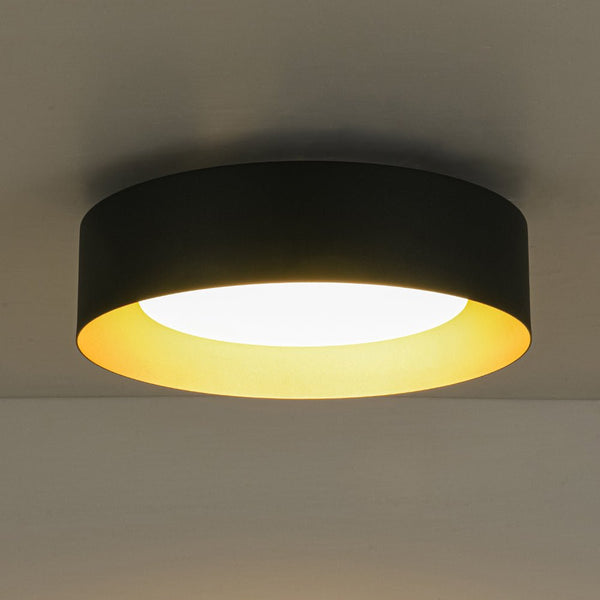 Thehouselights - Drum LED Flush Mount with Milky Glass Shade - Ceiling Light - 35 cm. - 