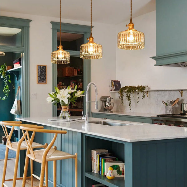 Thehouselights - Drum Strip Glass Pendant Light - Pendant - Clear - 