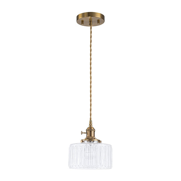 Thehouselights - Drum Strip Glass Pendant Light - Pendant - Clear - 