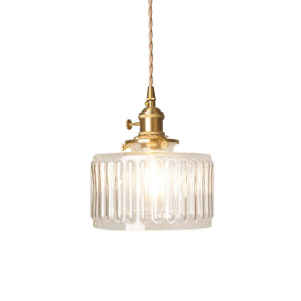 Thehouselights - Drum Strip Glass Pendant Light - Pendant - Clear - 
