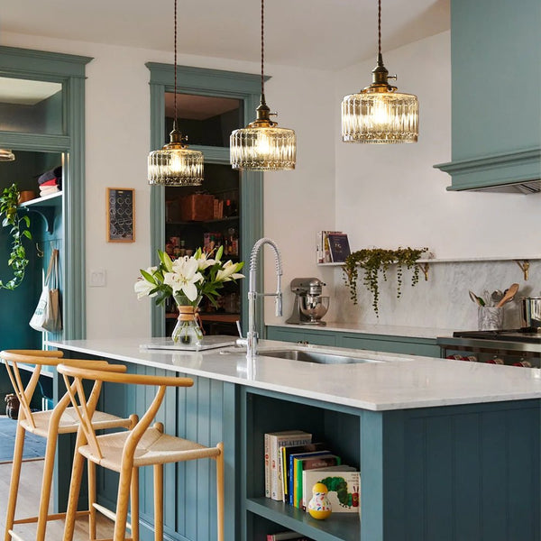 Thehouselights - Drum Strip Glass Pendant Light - Pendant - Clear - 