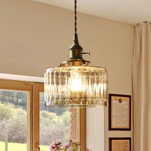 Thehouselights - Drum Strip Glass Pendant Light - Pendant - Clear - 
