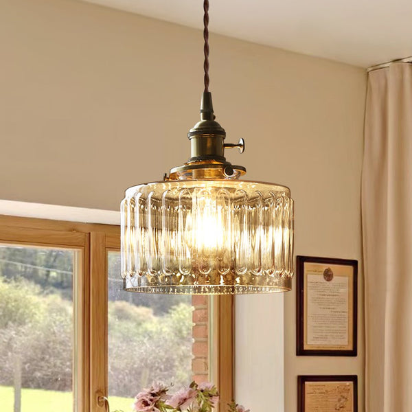 Thehouselights - Drum Strip Glass Pendant Light - Pendant - Clear - 