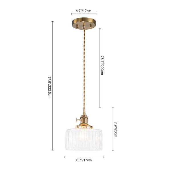 Thehouselights - Drum Strip Glass Pendant Light - Pendant - Clear - 