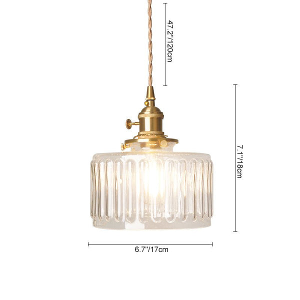 Thehouselights - Drum Strip Glass Pendant Light - Pendant - Clear - 