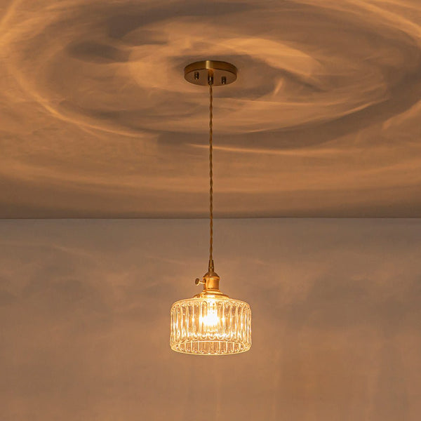 Thehouselights - Drum Strip Glass Pendant Light - Pendant - Clear - 