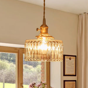 Thehouselights - Drum Strip Glass Pendant Light - Pendant - Clear - 