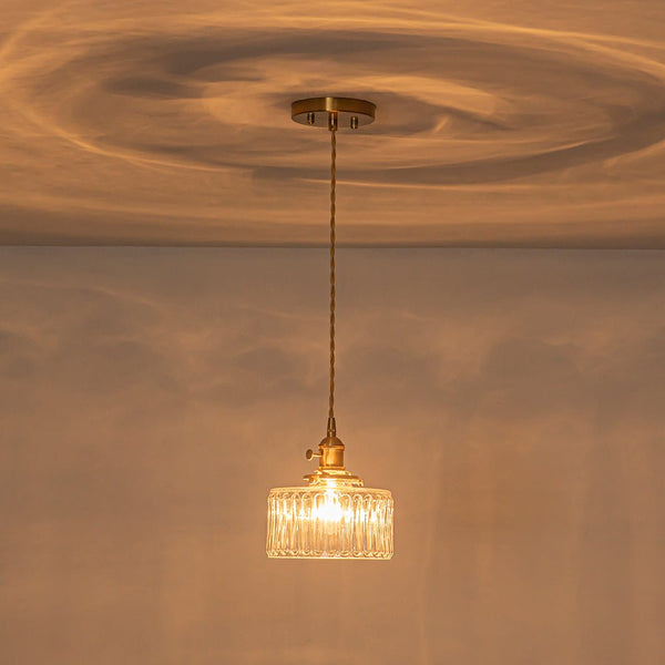 Thehouselights - Drum Strip Glass Pendant Light - Pendant - Clear - 