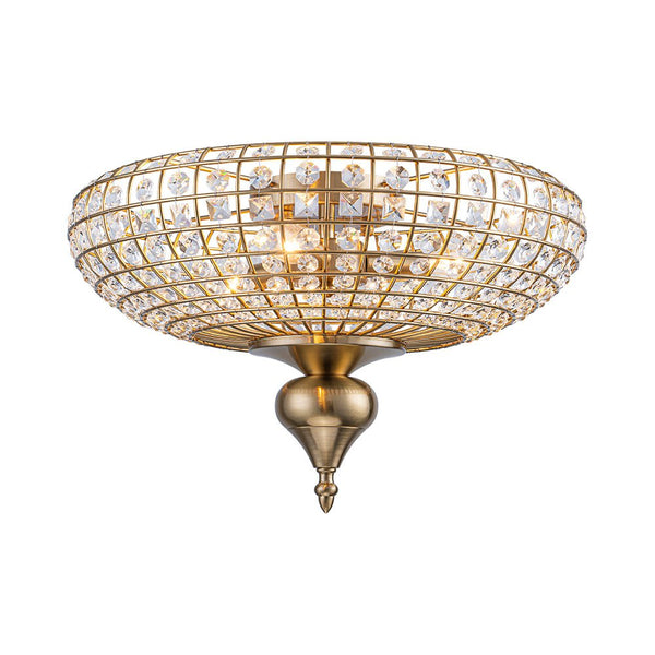Thehouselights - Faceted Crystal Flush Mount Ceiling - Ceiling Light - Brass - 