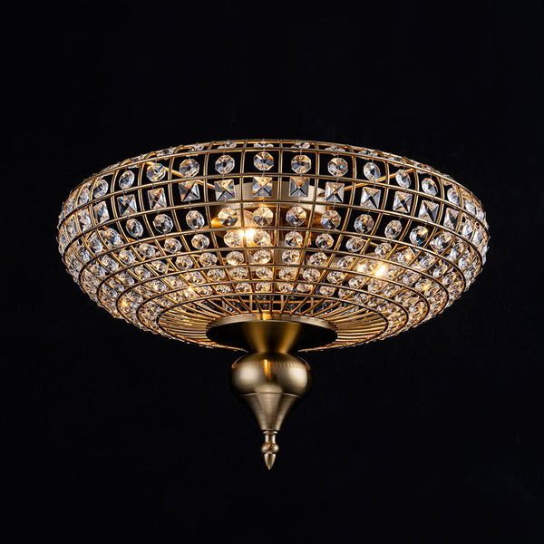 Thehouselights - Faceted Crystal Flush Mount Ceiling - Ceiling Light - Brass - 