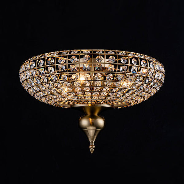 Thehouselights - Faceted Crystal Flush Mount Ceiling - Ceiling Light - Brass - 