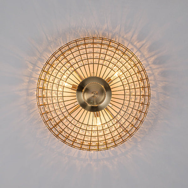 Thehouselights - Faceted Crystal Flush Mount Ceiling - Ceiling Light - Brass - 