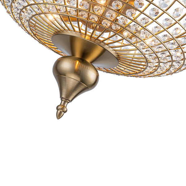 Thehouselights - Faceted Crystal Flush Mount Ceiling - Ceiling Light - Brass - 