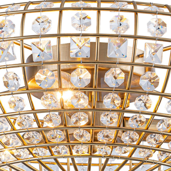 Thehouselights - Faceted Crystal Flush Mount Ceiling - Ceiling Light - Brass - 