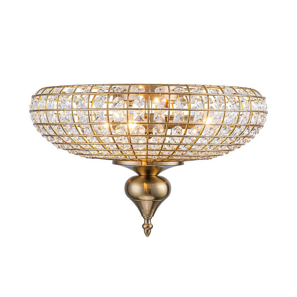 Thehouselights - Faceted Crystal Flush Mount Ceiling - Ceiling Light - Brass - 