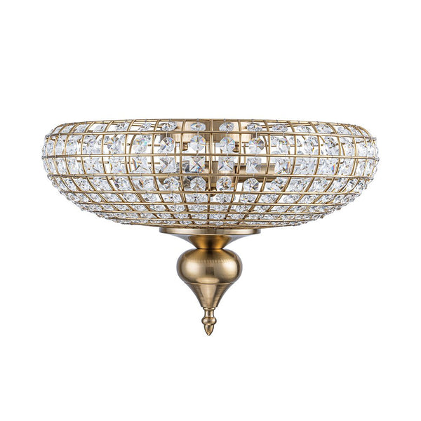 Thehouselights - Faceted Crystal Flush Mount Ceiling - Ceiling Light - Brass - 