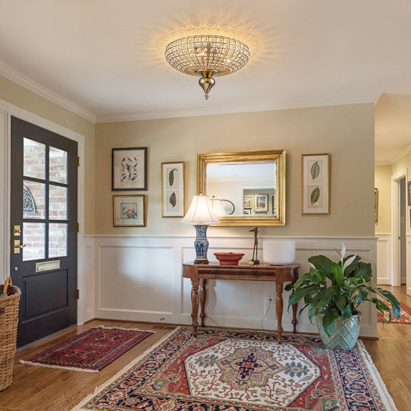 Thehouselights - Faceted Crystal Flush Mount Ceiling - Ceiling Light - Brass - 