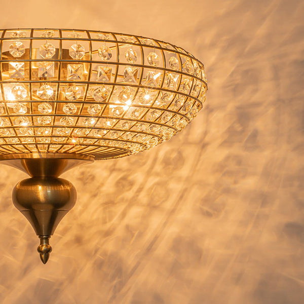 Thehouselights - Faceted Crystal Flush Mount Ceiling - Ceiling Light - Brass - 