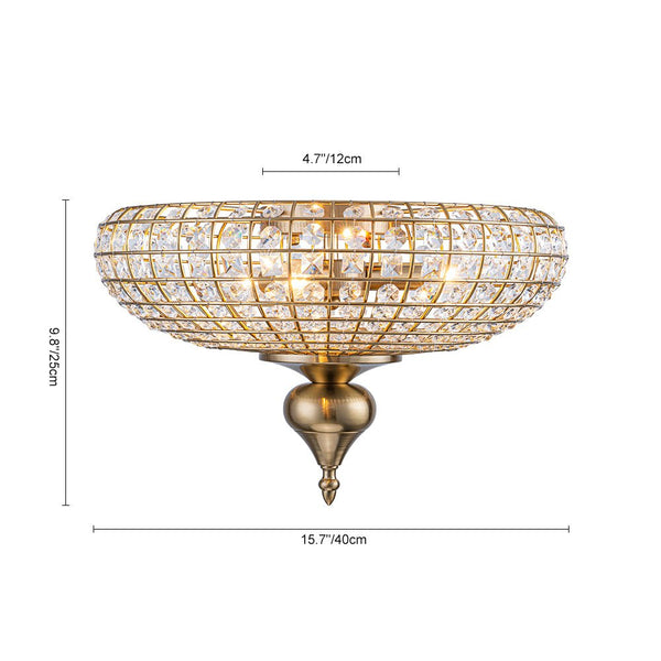 Thehouselights - Faceted Crystal Flush Mount Ceiling - Ceiling Light - Brass - 