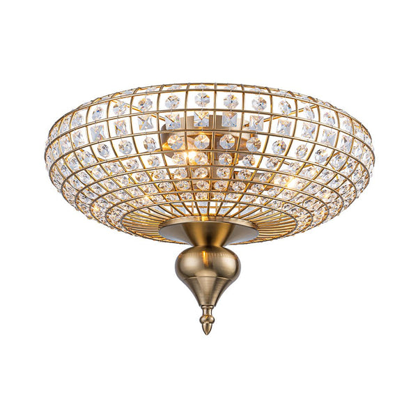 Thehouselights - Faceted Crystal Flush Mount Ceiling - Ceiling Light - Brass - 