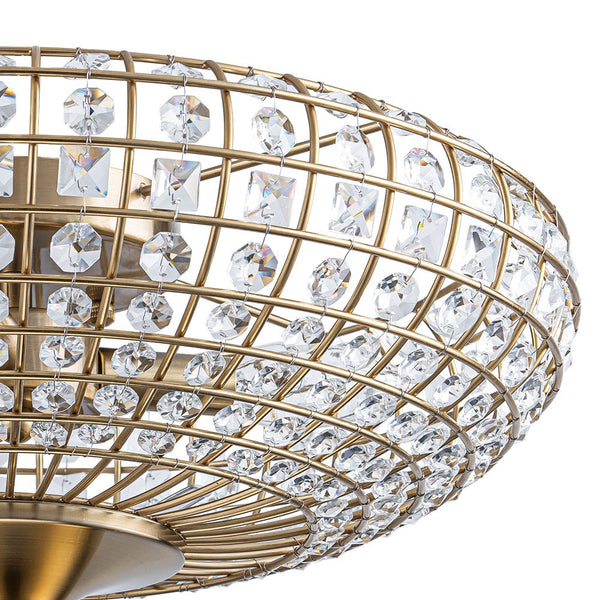 Thehouselights - Faceted Crystal Flush Mount Ceiling - Ceiling Light - Brass - 