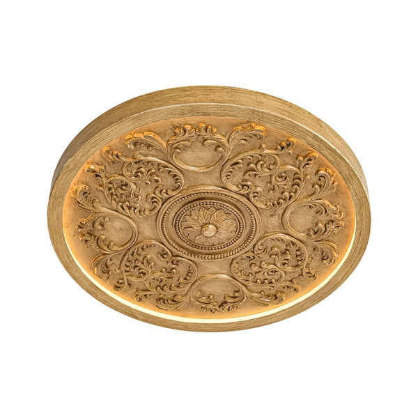 Thehouselights-French Sculptural White Round LED Flush Mount Light-Flush Mount-Wood Grain-