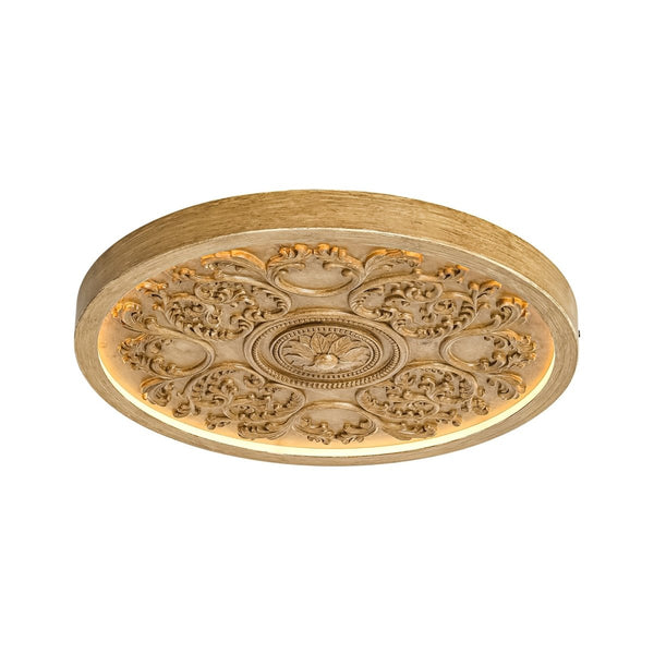 Thehouselights-French Sculptural White Round LED Flush Mount Light-Flush Mount-Wood Grain-