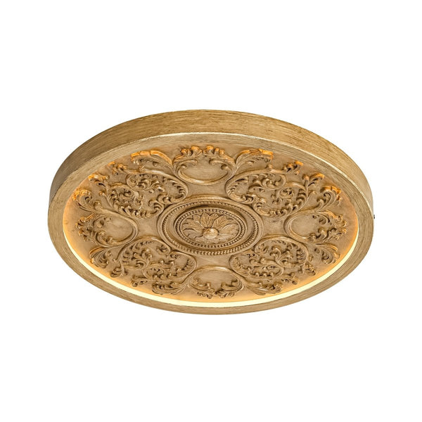 Thehouselights-French Sculptural White Round LED Flush Mount Light-Flush Mount-Wood Grain-