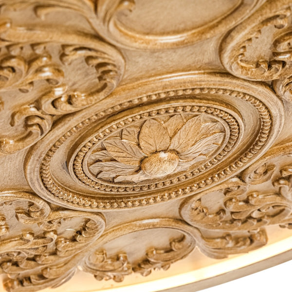 Thehouselights-French Sculptural White Round LED Flush Mount Light-Flush Mount-Wood Grain-