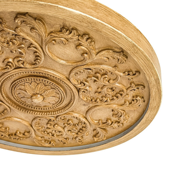 Thehouselights-French Sculptural White Round LED Flush Mount Light-Flush Mount-Wood Grain-