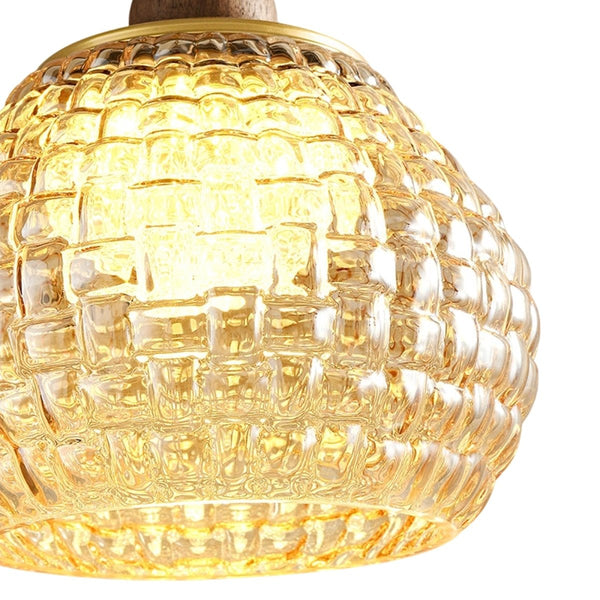 Thehouselights-French Sculpture Glass Pendant Lighting-Pendant-Walnut-