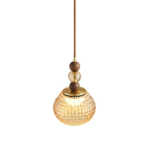 Thehouselights-French Sculpture Glass Pendant Lighting-Pendant-Walnut-