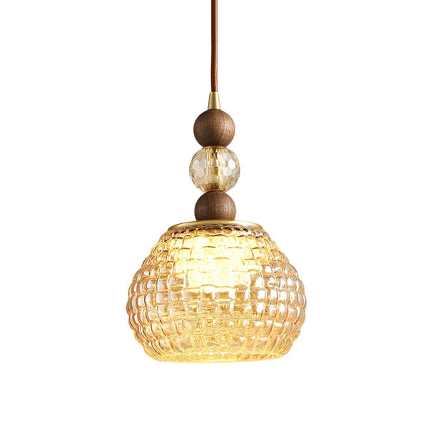 Thehouselights-French Sculpture Glass Pendant Lighting-Pendant-Walnut-
