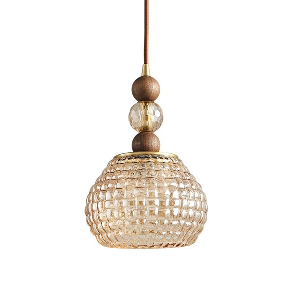 Thehouselights-French Sculpture Glass Pendant Lighting-Pendant-Walnut-