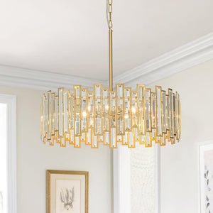 Thehouselights - Glam Modern Brass Crystal Chandelier - Chandelier - Brass - 