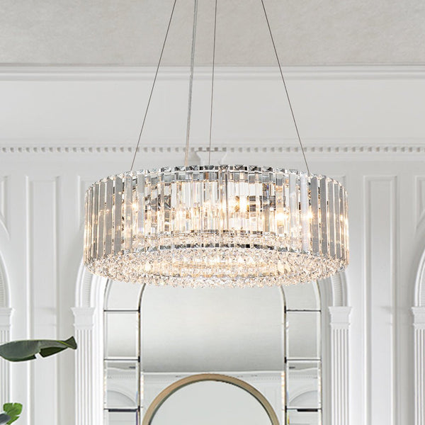 Thehouselights-Glam Modern Round Crystal Chandelier-Chandelier-Chrome-