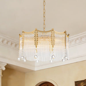 Thehouselights - Glass Crystal Teardrop Tiered Chandelier - Chandelier - 6 - Light - 