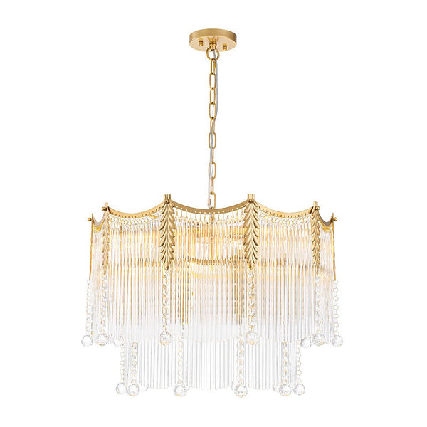 Thehouselights - Glass Crystal Teardrop Tiered Chandelier - Chandelier - 9 - Light - 