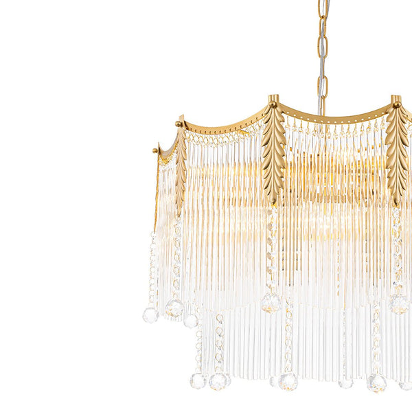 Thehouselights - Glass Crystal Teardrop Tiered Chandelier - Chandelier - 9 - Light - 