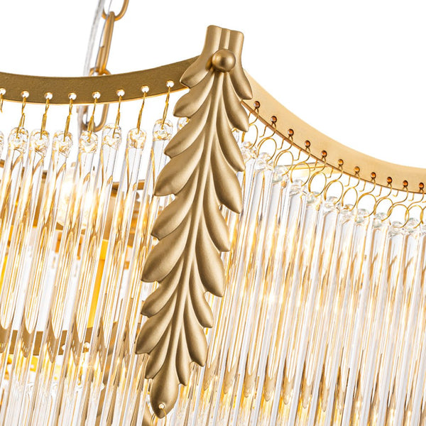 Thehouselights - Glass Crystal Teardrop Tiered Chandelier - Chandelier - 9 - Light - 