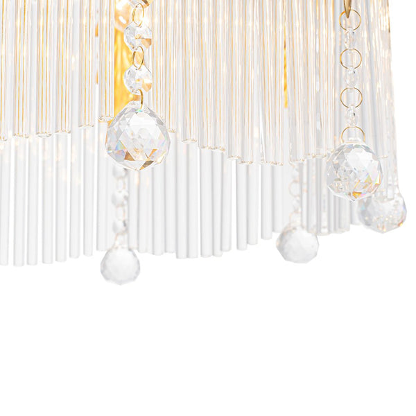 Thehouselights - Glass Crystal Teardrop Tiered Chandelier - Chandelier - 9 - Light - 