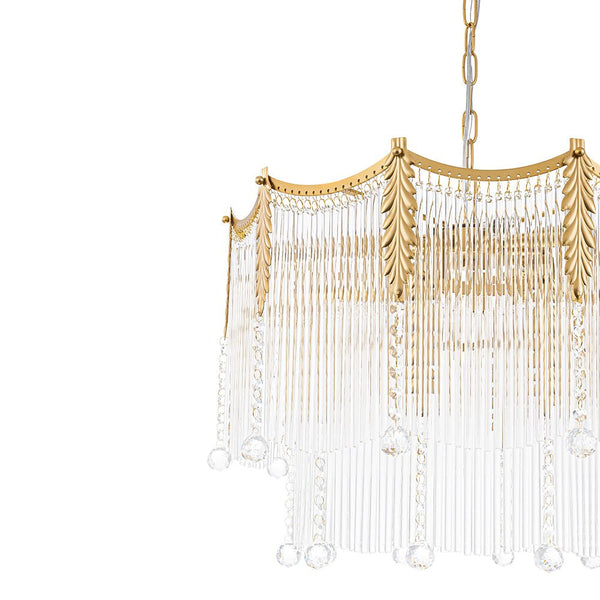 Thehouselights - Glass Crystal Teardrop Tiered Chandelier - Chandelier - 9 - Light - 